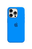 Ask Cover Apple iPhone 15 Pro Max için MagSafe Özellikli Silikon Kılıf Lansman Logolu Kılıf - Mavi