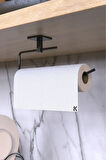 Yapışkanlı Siyah 4 lü SUzun Askısı Havlu Askısı Wc Tuvalet Kağıtlık Rulo Havluluk Banyo Seti