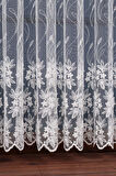 Brode Işlemeli Sarmaşık Desen Tül Perde (1/3 Sık Pile)