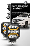 Oto Çalışma Lambası 4 inç 12-24V DRL Sarı 2 Mod Flash Traktör Tır Kamyon Tekne Projektör Sis Farı