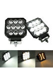 Oto Çalışma Lambası 4 inç 12-24V DRL Sarı 2 Mod Flash Traktör Tır Kamyon Tekne Projektör Sis Farı