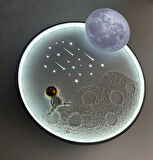 Astronot Ledli Kumandalı Tavan Avizesi 3 Işık Renk Tonu (Sarı, Beyaz ve Günışığı) Kumanda Ile Gece Modu