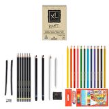 Adel Yayınları Eskiz Set 27 Parça Set 6 + Dereceli Kalem + Kuru Boya + a5 Defter + Hamur Silgi + Kömür + Füzen