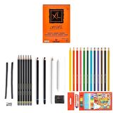 Adel Yayınları Eskiz Set 27 Parça Set 7 + Dereceli Kalem + Kuru Boya + a5 Defter + Hamur Silgi + Kömür + Füzen