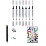 Copic Marker Kalem Çizim Seti 2 + 8'li Maker Set + a5 Defter + Derceli Kalem
