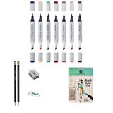 Copic Marker Kalem Çizim Seti 3 + 8'li Maker Set + a5 Defter + Derceli Kalem