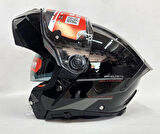 MT Atom 2 Sv A1 Parlak Siyah Çene Açılır İç Güneş Vizörlü L