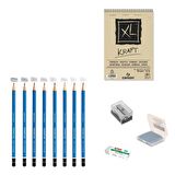Steadtler Eskiz Başlangıç Seti 5 + Dereceli kalem + a5 Defter + Dağıtıcı Set + silgi + Açacak + Hamur silgi
