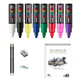 Uni Posca Marker Kalemi Çizim Seti 1 + 8K (8mm) 8'li Set 