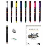 Uni Posca Marker Kalemi Çizim Seti 1 + 1mr (0.7 mm) 8'li Set  8'li Set 