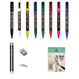 Uni Posca Marker Kalemi Çizim Seti 3 + 3m (0.9 - 1.3mm) 8'li Set 