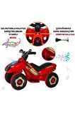 Renkli LED Işıklı Müzikli Akülü ATV Çocuk Motoru – Kırmızı