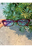 Aventino Bordo Cat Eye Küçük Çekik minik Retro Mavi Işık Korumalı Gözlük Ekran okuma Gözlüğü
