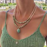 Opal Kolye, Averturin Kolye, Doğum Taşı Kolye, Gerçek İnci Kolye, Doğum Günü Hediyesi Değerli Taş Kolye, Kadınlar için özel hediye