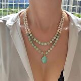 Opal Kolye, Averturin Kolye, Doğum Taşı Kolye, Gerçek İnci Kolye, Doğum Günü Hediyesi Değerli Taş Kolye, Kadınlar için özel hediye