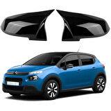 Citroen C3 16-21 Araca Özel Batman Yarasa Ayna Kapağı Pianoblack