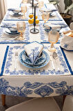 Azure Blue, Yemek Masası, Mutfak Masası Takımı, Masa Örtüsü,Runner,6AmerikanServis,6KumaşPeçete
