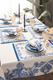 Azure Blue, Yemek Masası, Mutfak Masası Takımı, Masa Örtüsü,Runner,6AmerikanServis,6KumaşPeçete