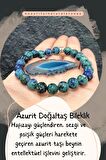  Azurit ( Akik Taş Hediyeli ) Hafıza Güçlendirici / Sezgi Ve Psişik Güç Doğal Taş Bileklik 8 mm