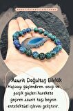  Azurit ( Akik Taş Hediyeli ) Hafıza Güçlendirici / Sezgi Ve Psişik Güç Doğal Taş Bileklik 8 mm