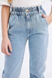 Kız Çocuk Paperbag Jogger Paça Pamuklu Jean Pantolon