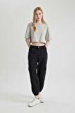 DeFacto Coool Gabardin Jogger Pantolon Basic Düz Normal Bel Kargo Cepli B0454AX24SPBK27