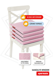 Xpermate Fermuarlı 4'lü Sandalye Minderi Su İtici Kumaş 40x40Cm Sünger Sandalye Minderi Bağcıklı Pembe