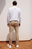 Erkek Bej Slim Fit Dar Kesim Pamuklu Esnek Rahat Chino Pantolon