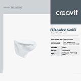 Creavit Perla Asma Klozet TP320 + Çınar Thermoplast Yavaş Kapanan Klozet Kapağı KC0703.03 CRV.SET0010.004