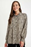 DeFacto Relax Fit Leopar Desenli Uzun Kollu Gömlek D1078AX24AUER37