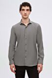 Ds Damat Slim Fit Antrasit İtalyan Yaka Armürlü Gömlek 2HF02ORT3185 2HF02ORT3185