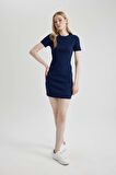 DeFacto Bodycon Fitilli Kaşkorse Kısa Kollu Mini Elbise C1503AX24SPNV241