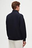 Twn Oversize Lacivert Düz Yarım Fermuarlı Pamuklu Mevsimlik Sweatshirt 2ECE25ORT2796