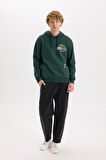 Boxy Fit Kapüşonlu Baskılı Sweatshirt
