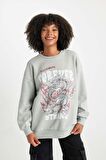 DeFacto Oversize Fit Bisiklet Yaka Kalın Yıkamalı Soluk Efektli Sweatshirt B7284AX23WNGR91