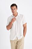 DeFacto Regular Fit Yazlık Polo Yaka Pamuklu Basic Düz Kısa Kollu Gömlek D2924AX24SMER22