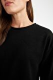 DeFacto Regular Fit Bisiklet Yaka Selanik Kumaş Basic Düz Uzun Kollu Tişört D0359AX24AUBK81