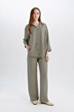 DeFacto Wide Leg Geniş Bol Paça Desenli Yüksek Bel Rahat Palazzo Pantolon C4042AX25SPBK81