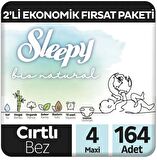Sleepy Bio Natural Premium Plus 2'li Ekonomik Fırsat Paketi Bebek Bezi 4 Numara Maxi 164 Adet