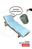 XPERMATE Pofuduk Şezlong Minderi 60x180x12Cm Su İtici,Katlanır,UV Güneş Dayanımı, Fermuar, Mavi Çizgili