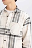 DeFacto Regular Fit Polo Yaka Kareli Oduncu Flanel Uzun Kollu Gömlek D4133AX24WNER103
