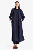 DeFacto Relax Fit Gömlek Yaka Cepli Basic Düz Uzun Kollu Maxi Elbise E4360AX25SPNV243