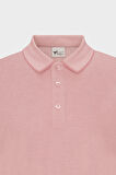 Erkek Çekmeyen Pamuklu Kumaş Slim Fit Dar Kesim Pembe-Beyaz Kıvrılmaz Polo Yaka Tişört