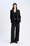 DeFacto Wide Leg Klasik Pantolon Geniş Bol Paça Basic Düz Uzun Boy Yüksek Bel Cepli Pensli C2020AX25SPBK81