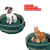 XPERMATE Sünger Simit Küçük Irk Köpek Yatağı Ve Kedi Yatağı 45 Cm Turkuaz Antrasit