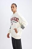DeFactoFit NBA Miami Heat Oversize Geniş Kalıp Kapüşonlu Baskılı Kalın Sweatshirt D0672AX24AUER105