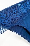 Kadın Siyah-gece Mavisi-fusya 2236 Dantelli Slip 3lü Paket Külot