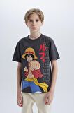 Erkek Çocuk One Piece Bisiklet Yaka Kısa Kollu Tişört