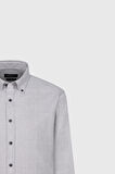 Oxford Slim Fit Dar Kesim Düğmeli Yaka Kareli Esnek Gömlek