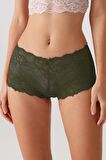 Pierre Cardin Ekru, Kırmızı, Siyah Lace Short Yüksek Bel Dantelli Kadın Boxer 3 Lü Külot